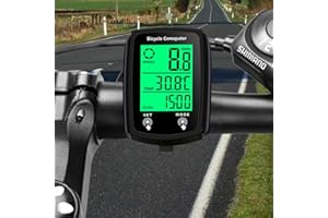 Bike Computer Wired, Waterproof Bicycle Speedometer and Odometer with Back Light,19 Functions Cycle Pedometer with Large LCD 