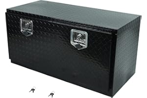 Aikosin 36 Inch Heavy Duty Aluminum Stripes Plated Tool Box Pick Up Truck Bed RV Trailer Toolbox Storage Organizer, Waterproof Underbody Tool Box Storage with Lock and Key (36"×17"×18")