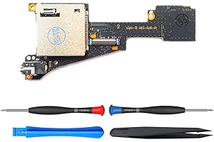 ElecGear Game and Micro SD Card Reader Replacement for Nintendo Switch OLED HEG-001, Game Card & Memory TF Card Adapter Slot PCB Module with Headphone Jack, Repair Part Tool Kit included