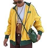 heyheyshine Womens Zip Up Sweatshirts Jackets Brazil Graphic Long Sleeve Casual Loose Aesthetic Trendy Outwear with Pockets