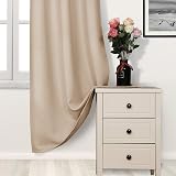 DWCN Blackout Curtains 90 x 90 Beige 2 Panels Thermal Insulated Eyelet view 6