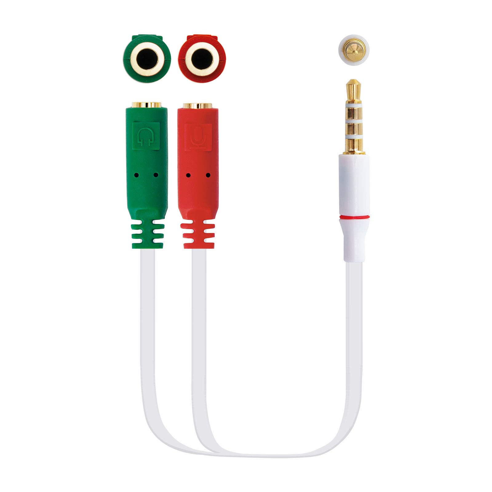 Nanocable Cable Audio Jack 3.5/M 4 Pin-2Xjack 3.5/H 3 Pin 20 cm White