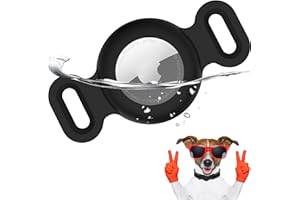 FOWSRHRG Waterproof Airtag Dog Collar Holder, Airtag Cases for Pet Cats Dog GPS Tracker,Silicone Airtag Holder (for Apple Airtag) Fitted 1 inch Collar,Anti-Lost Personalized Dog Collar Airtag Holder