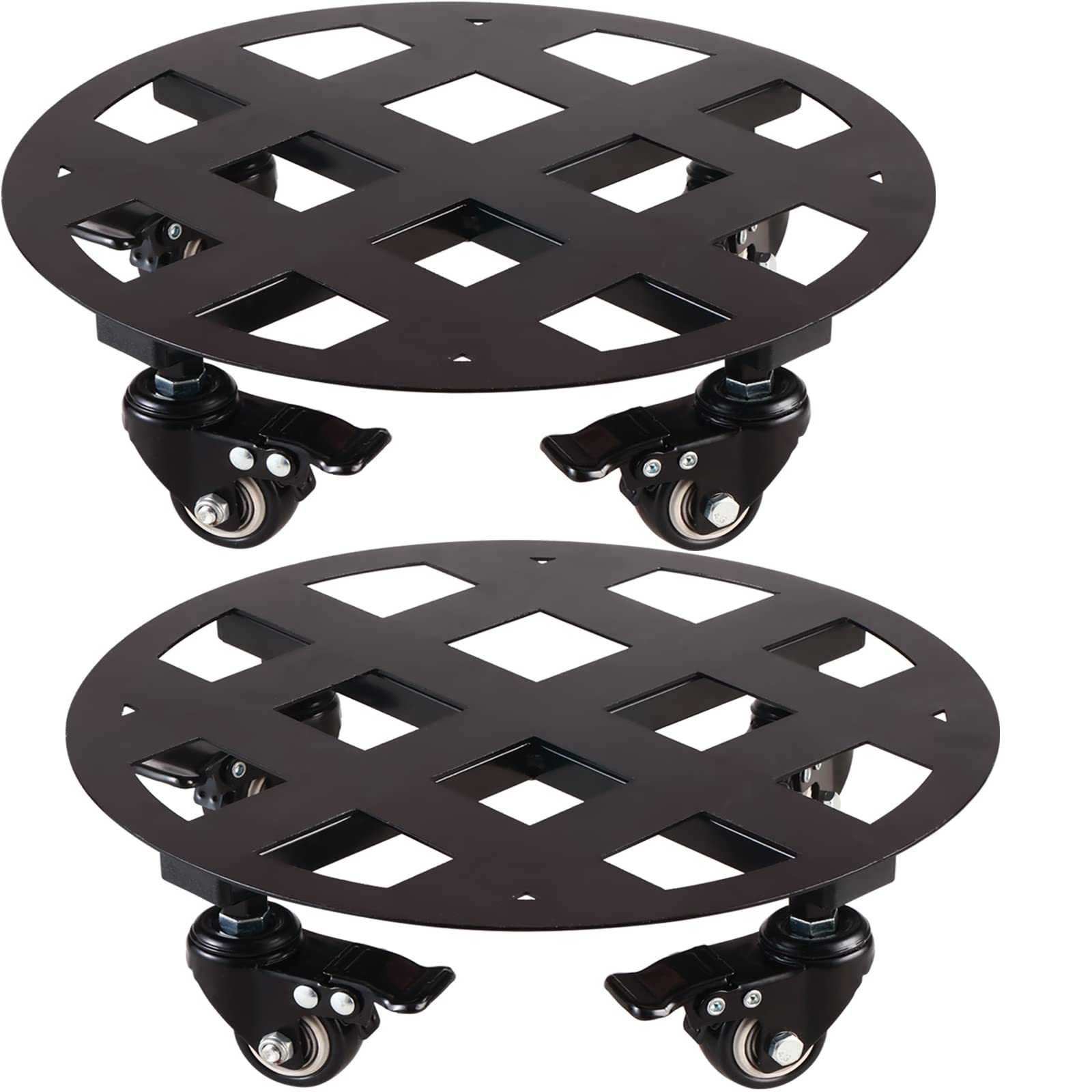Photo 1 of 2 Packs Large Metal Plant Caddy with Wheels 13” Heavy-Duty Iron Rolling Plant Stands with Casters Indoor Outdoor Plant Pot Roller Planter Movers Dolly Black, Strong Load Capacity
