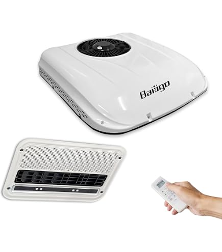 RV Rooftop Air Conditioner w/Heat 12 Volt, Campervan Rooftop AC Unit APU 10000BTU 12V Air