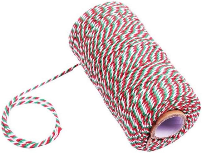 Cotton Twine String, Christmas Gift Wrapping Twine, Cotton Bakers Twine Arts Crafts Twine, 328 Feet Red Green and White String Durable Packing Holiday Twine : Office Products