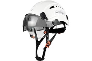 SAFEBUILDER Industrial Safety Helmet with Visor ABS Hard Hat with Visor Adjustable Ventilation Hardhats Construction Head Protection ANSI Z89.1