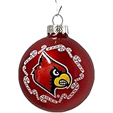 NCAA Louisville Cardinals Candy Cane Glass Ball Ornament