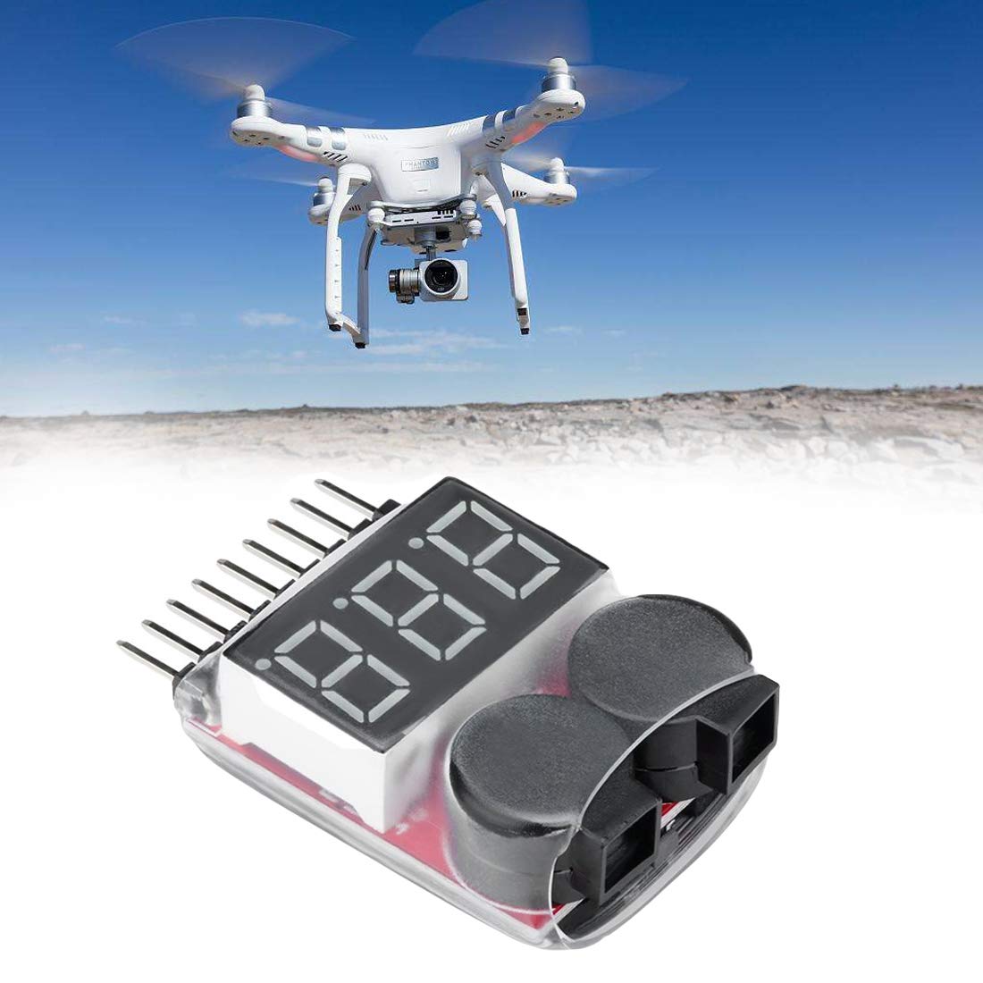 NoyoKere 2pcs 1-8S Lipo Bateria Battery Tester Monitor,Voltaje con indicador LED Alarma del Monitor