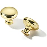 khtumeware 10 Pack 1-1/4 inch(32mm) Polished Brass Cabinet Knobs Dresser Knobs Round Drawer Knobs Kitchen Cabinet Hardware Zinc Knobs for Dresser Drawers