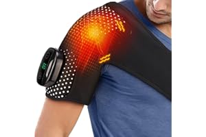 YUANBO Cordless Heating Shoulder Wrap Massager Electric Heated Brace Vibeation Pad for Shoulder Neck with 3 Heat & Vibration (Black)