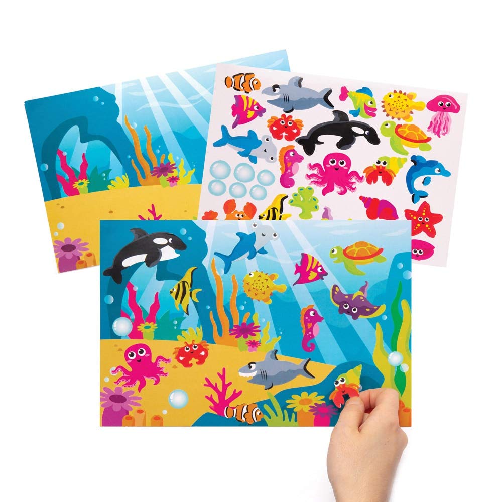 Baker Ross AW379 Sealife Sticker Scenes (Pack of 4)