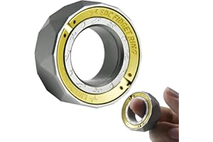 SKEDC Lightning Fidget Ring for Adults - Stainless Steel Fidget Slider EDC Fidget Toys for Adults Toy with Click Sounds (Silv