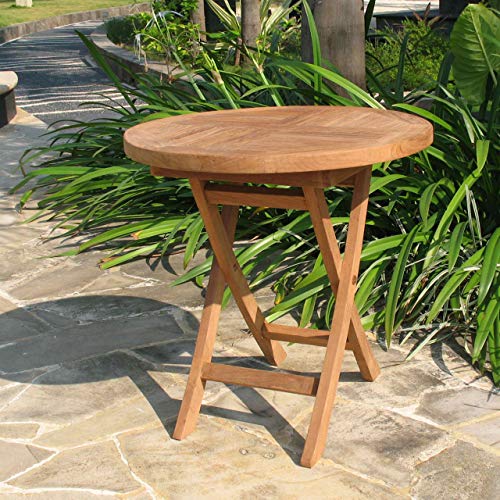 MACOShopde by MACO Möbel Raburg Garten-Beistelltisch RUND in Natur - Teak-Holz, 50 cm Durchmesser, 50 cm hoch – Bild 5