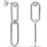 LeCalla 925 Sterling Silver Italian Link Drop Dangle Earrings for Women Long Link Paperclip Link-Chain Liner Dangle Earrings for Women
