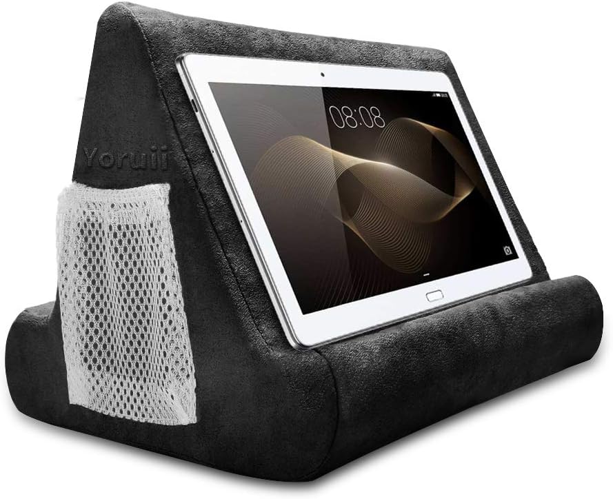 Pillow Stand Soft Bed Pillow Holder Phone Pillow Lap Snow Keychain Stand Multi Angle-Soft Tablet Holder Can Suitable for Various Models of Tablets or Mobile Phones (Black)