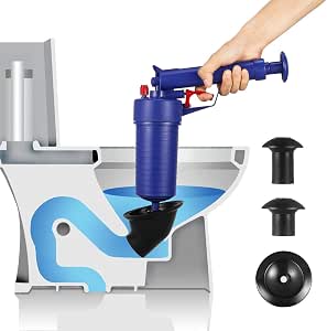 Amazon.com: Pistola de émbolo alimentada por aire, de alta presión, potente  extractor de obstrucciones para fregadero, bomba limpiadora de émbolo para  inodoros de baño, ducha, cocina, bañera obstruida (azul) : Herramientas y