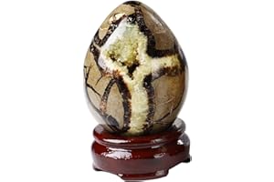 FZBHRO Natural Septarian Geode Egg Polished Healing Crystal Stone Collection Septarium Mineral Specimen with Stand Home Office Decor 0.4-0.6 Pound