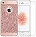 Iphone SE Case, A-Focus Bling Sparkle Glitter Crystal Rhinestone Hybrid Hard PC Cover Case + Tempered Glass Screen Protector for Iphone 5s / SE / 5 (Bling Rose Gold)