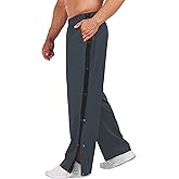 Deyeek Men's Tear Away Basketball Pants High Split Snap Button Casual Post-Surgery Sweatpants with Pockets