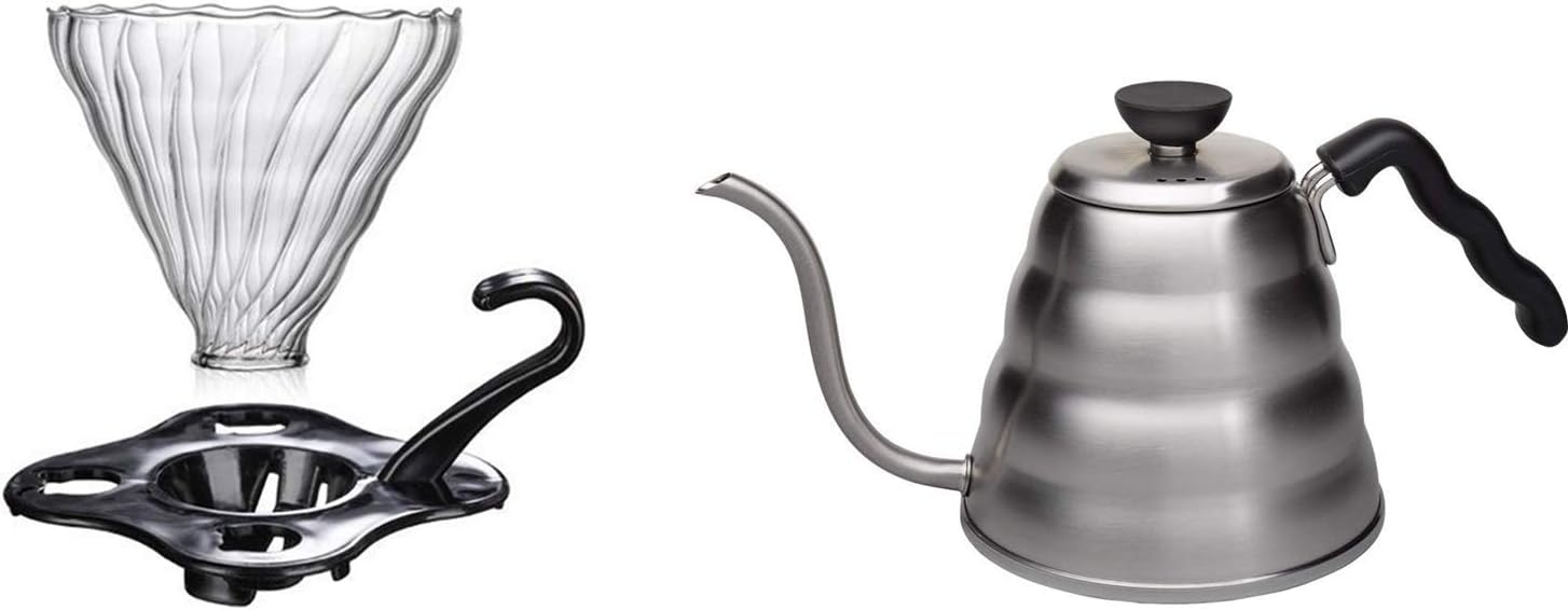 Xigeapg Premium Pour over Coffee Kettle with for Gooseneck Tea Kettle - Stainless Steel & Glass Coffee Dripper Clever Coffee Filter Glass Coffee Pour over Funnel Dripper (Black)