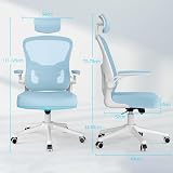 naspaluro Office Desk Chair with Flip-Up Armrests High Back Ergonomic Blue view 7