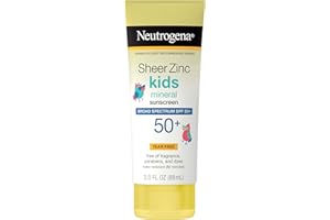 Neutrogena Sheer Zinc Oxide Kids Mineral Sunscreen Lotion, Broad Spectrum SPF 50+ with UVA/UVB Protection, Water-Resistant for 80 Minutes, Paraben-, Dye-, Fragrance- & Tear Free, 3 fl. oz
