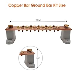 Copper Grounding Bar Kit, 7.8" Copper Bus Bar