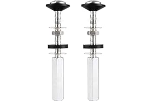 iFealClear 2 PCS Toilet Tank to Bowl Bolts Kit, Universal Heavy Duty Toilet Tank to Bowl Bolts Stainless Steal with Rubber Washers and Extra Long Nuts