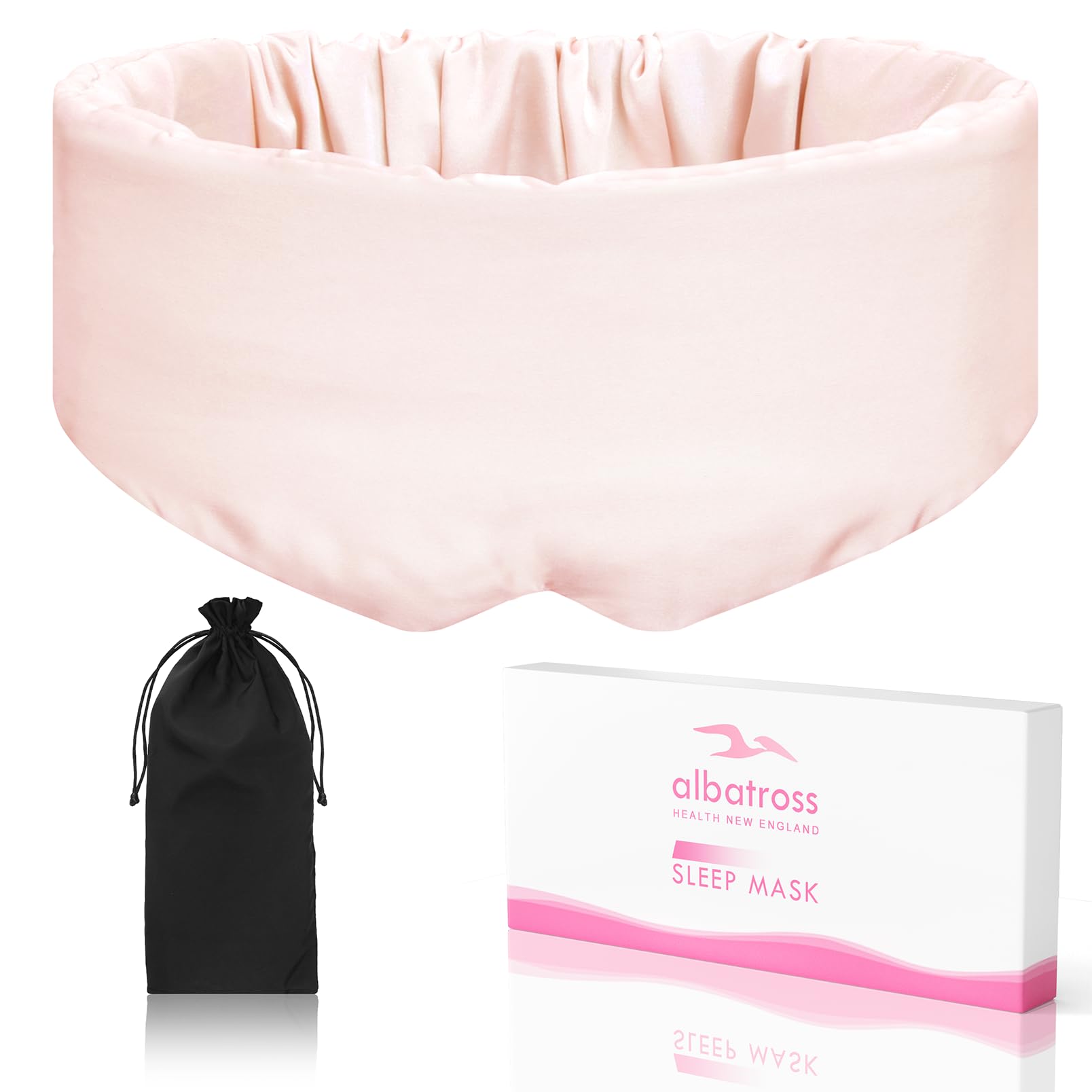 Photo 1 of Fullcover Sleep Eye Mask for Men Women, Upgraded Face Hugging Padded Silk Sleeping Mask, Travel Blackout Night Blindfold Eye Shade Cover with Adjustable Strap (Pink-Fullcover)