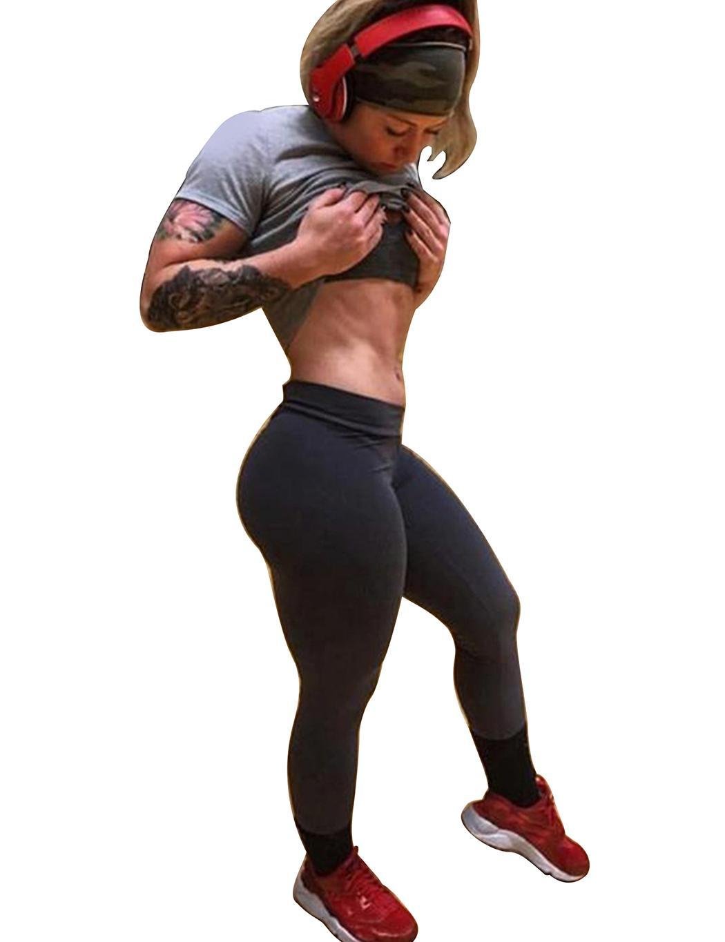UpBeauty Women Sexy Ruched Butt Lift Push Up Skinny Leggings High Waist Sport Yoga Pants Active Leggings Black