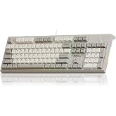 RK ROYAL KLUDGE R104 Wired Mechanical Keyboard Full Size, Gasket Mount | 104 Keys PBT Keycaps with Number Pad, Dedicated Win/Mac Switch, Pre-lubed Cream Linear Switches, Custom Keyboard RGB Backlit