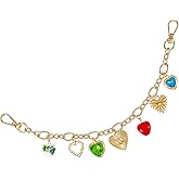 Matwsec Bag Charms for Handbags with Red Rhinestones, Heart Cherry Keychain Purse Charms, Cute Bag Chain Purse Accessories (Gold)