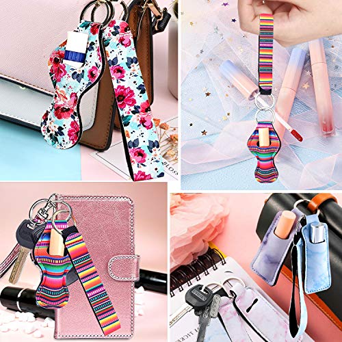 BIHRTC 22 Pieces Chapstick Holder Keychain Neoprene Lipstick Wristlet