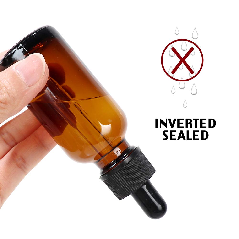 CycleMore 1oz 30ml 12 Pack Amber Glass Boston Bottles with Glass Eye Droppers, Glass Dropper Bottles for Essential Oils & Lab Chemicals & More Liquids (1 Brush, 2 Funnels and 24 Labels Included): Industrial & Scientific