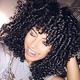 YIROO Natural Synthetic Curly Wig for Women, Fashion Cosplay Party Affordable Synthetic Wigs With Free Wig Cap (#1b)