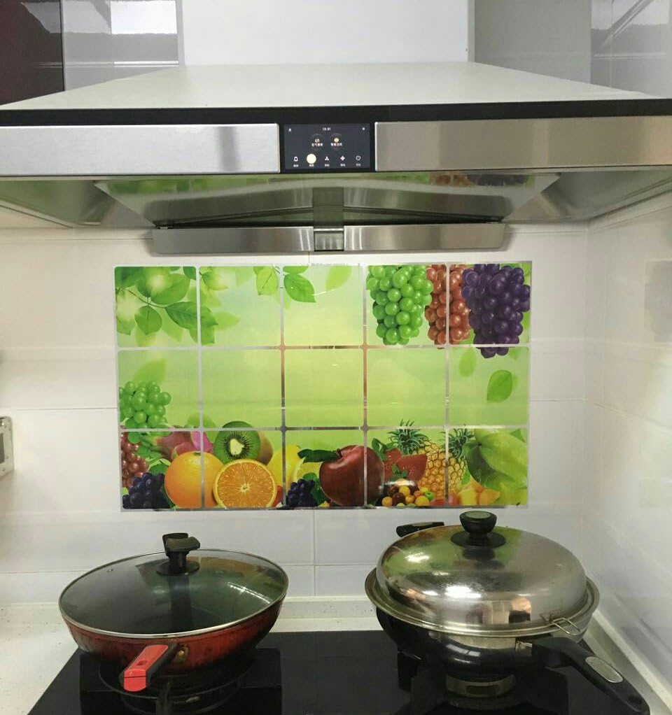 Colorful Fruit Kitchen Removable Wall Stickers, Home Decorative Wall Murals, Oil Proof Waterproof Tile Wall Sticker, Funny Home Decal Kitchen 30"18"