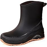 MELGONMG Women'S Chunky Platform Rain Ankle Boot Fashion Comfort Round Toe Waterproof Anti-Slip Thick Sole Pull On Garden Chelsea Rain Boots for Outdoor Work Booties