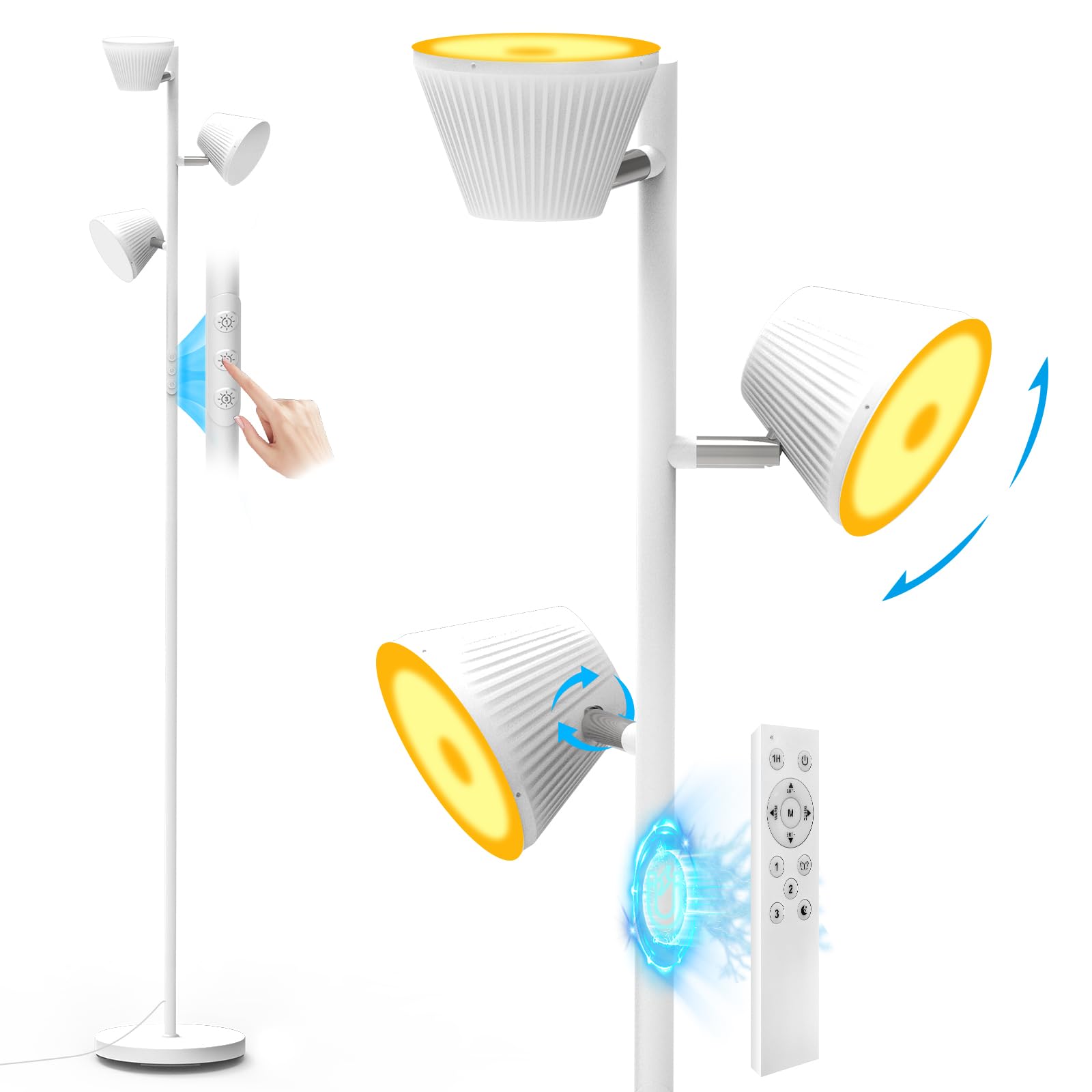 Photo 1 of Pesken White 42W Tree Floor Lamp, Super Bright LED Standing Lamp with Remote, Modern Dimmable Floor Lamps,Individual Control, Rotable Head LED Lamp for Living Room Bedroom Office