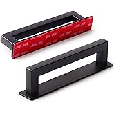 RVPEKUPE Adhesive Cabinet Handles, Matte Black, 6", 2-Pack | Stainless Steel Feel, Stick On Handle, No Drill Pulls for Drawer Closet Glass Sliding Shower Door