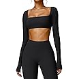 YEOREO Kyla Women Crop Top Long Sleeve Padded Sports Low Medium Impact Yoga Shirt Workout