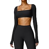YEOREO Kyla Women Crop Top Long Sleeve Padded Sports Low Medium Impact Yoga Shirt Workout