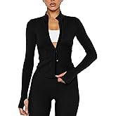 Waitfairy Workout Jackets for Woman Slim Fit Cropped Athletic Jacket Women Lightweight Zip Up Jacket for Yoga Gym Running