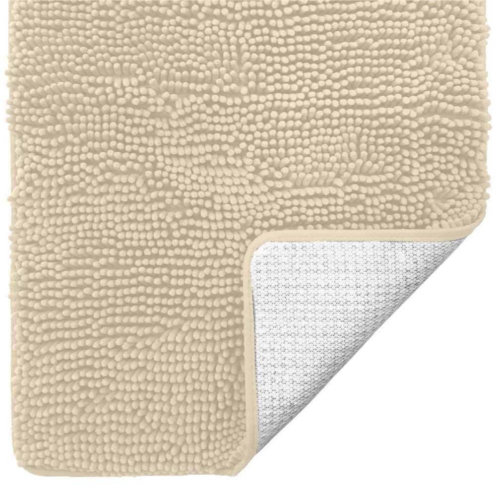 Gorilla Grip Original Luxury Chenille Bathroom Rug Mat, 36x24, Extra Soft and Absorbent Shaggy Rugs, Machine Wash and Dry, Perfect Plush Carpet Mats for Tub, Shower, and Bath Room, Sand