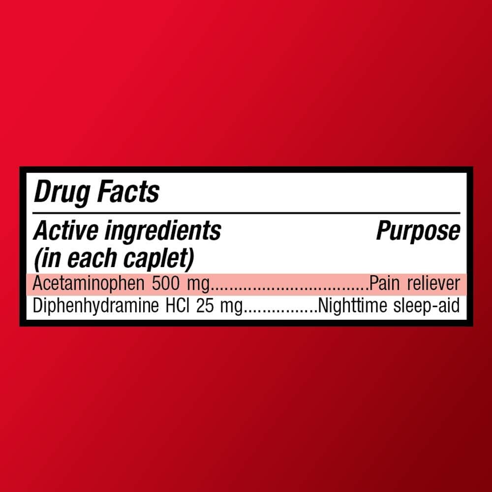 Basic Care Acetaminophen PM, Pain Reliever Plus Nighttime Sleep Aid, 100 Count: Health & Personal Care