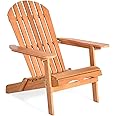 Giantex Wooden Adirondack Chair Outdoor Lounger Chair, Folding Adirondack Chairs 400 lbs Weight Capacity for Patio, Garden, Deck, Porch, Lawn, Oversized Backyard Seating Fire Pit Chairs