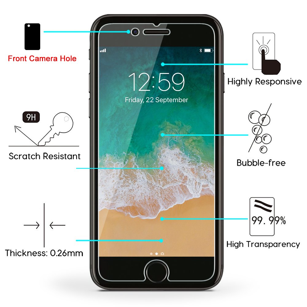 OMOTON SmoothArmor 9H Hardness HD Tempered Glass Screen Protector for Apple iPhone 8 Plus/iPhone 7 Plus, 2 Pack - Image 5