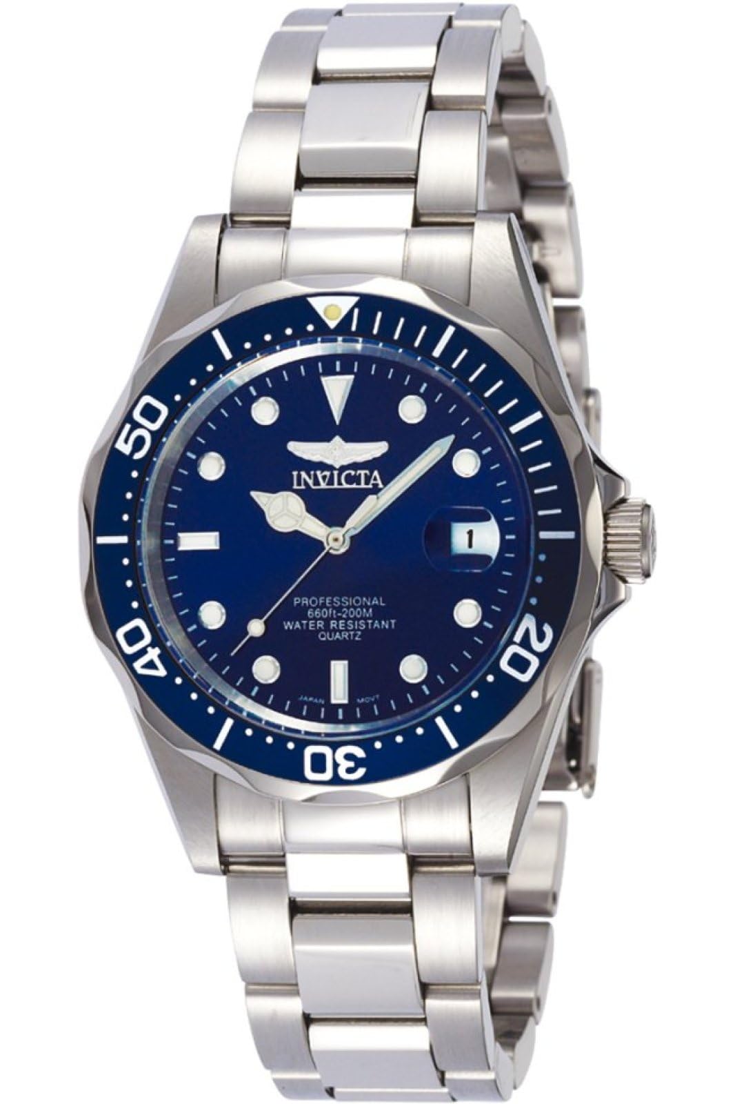Invicta Pro Diver 9204 Watch - Waterproof - Analogue - Quartz Movement - stainless steel with blue dial - 37mm — image 1