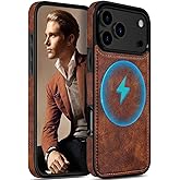 LOHASIC for iPhone 17 Pro Leather Case Compatible with MagSafe, Slim Luxury PU Non-Slip Grip Rugged Bumper Shockproof Protective Cover Phone Case for iPhone 17 Pro 6.3" 2025 - Brown