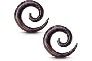 Organic Sono Wood Spiral Tapered Hanger Ear Plugs, Sold as a Pair